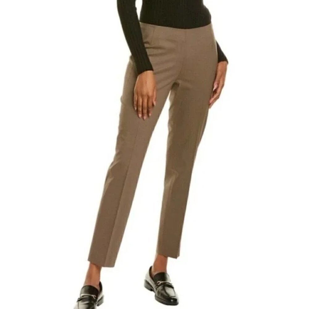 New Lafayette 148 Acclaimed Stretch Slim Pintuck City Wool Blend Pants Size 6